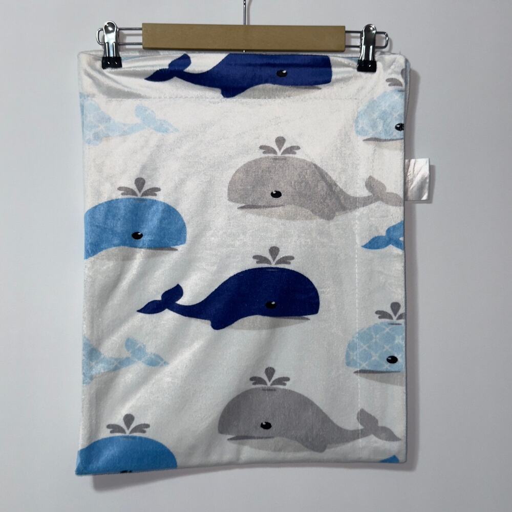 Whale blue and white Fleece Baby Boy Blanket